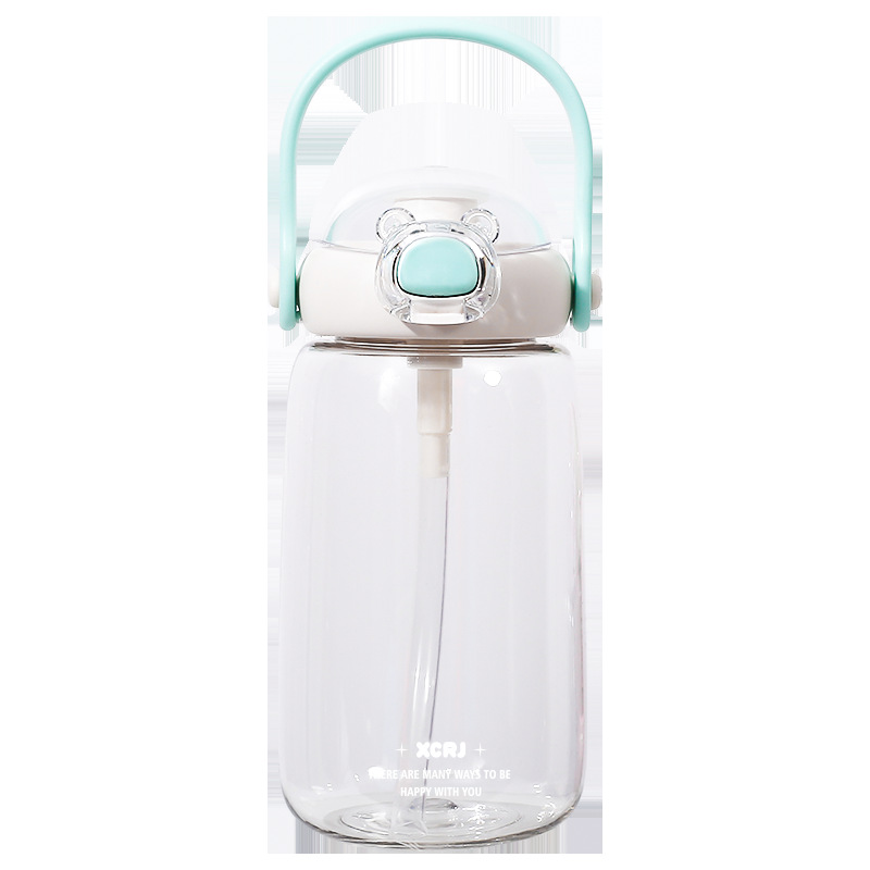 Simple tritan water bottle, fashionable student gift sticker straw cup, portable summer new space cup for girls Item Picture