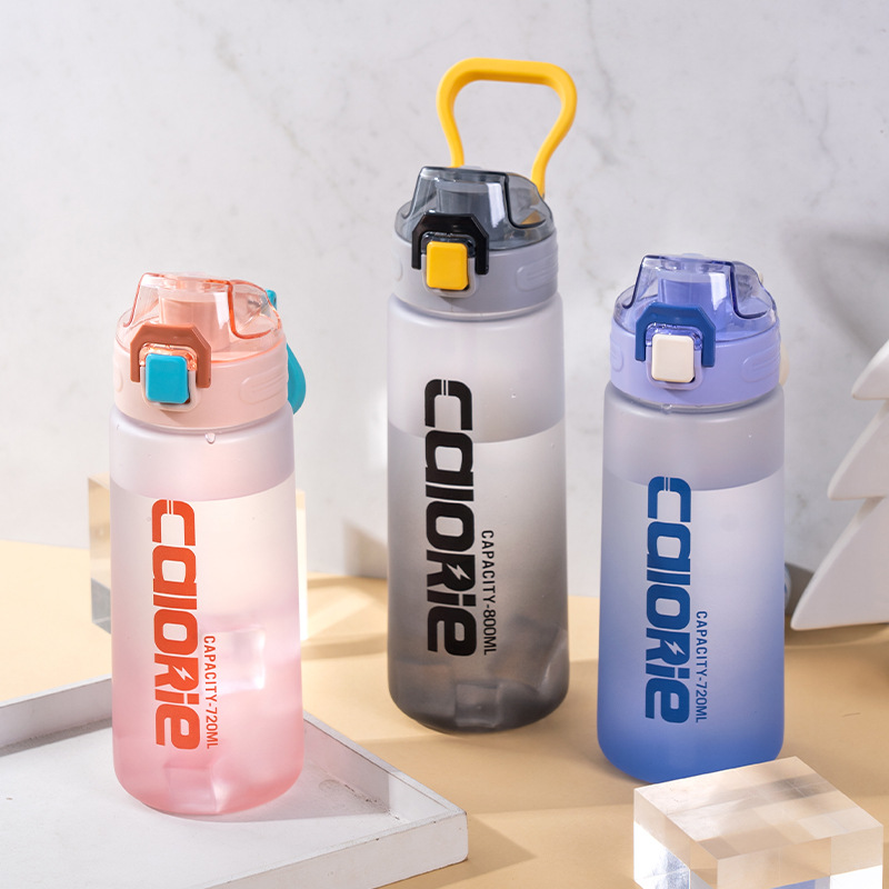 Large-capacity plastic water cup, double-drinking straw cup for male and female students, with scale, outdoor portable sports and fitness water bottle Specification drawing
