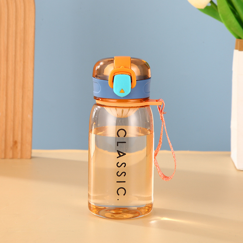 Cross-border bestseller transparent lid plastic cup outdoor sports water cup with a drawstring for easy carrying, lock to prevent leakage and reinforce the cup body details Picture