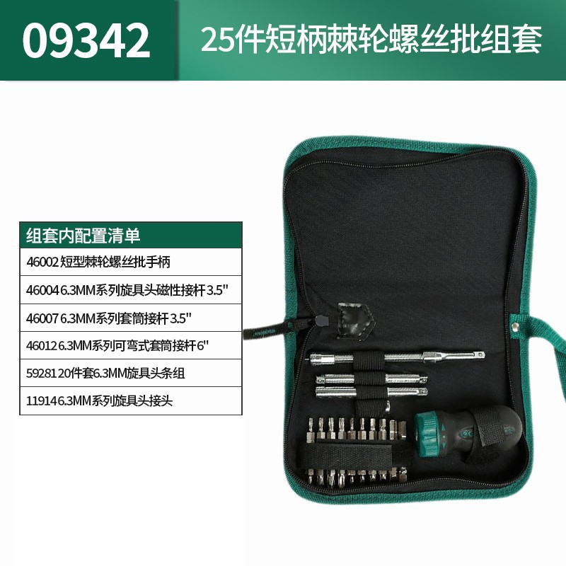 Shida Hardware Tools 25-piece Short handle ratchet Screwdriver Set, Multi-functional wrench Socket Set 09342 details Picture