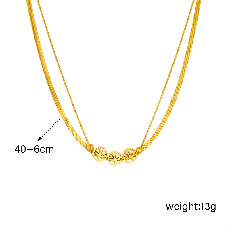 A double-layered circular life tree accessory chain necklace with a retro and fashionable design from Europe and America Application Scenario
