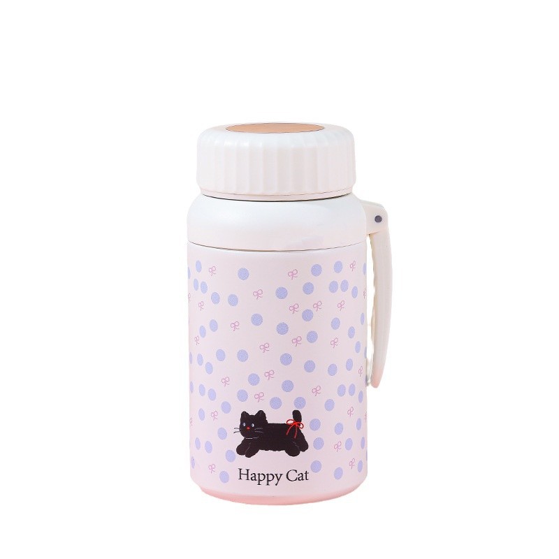 ins high-appeartion-level kitten insulated cup, stainless steel straw cup, niche and cute office coffee cup for casual use Item Picture