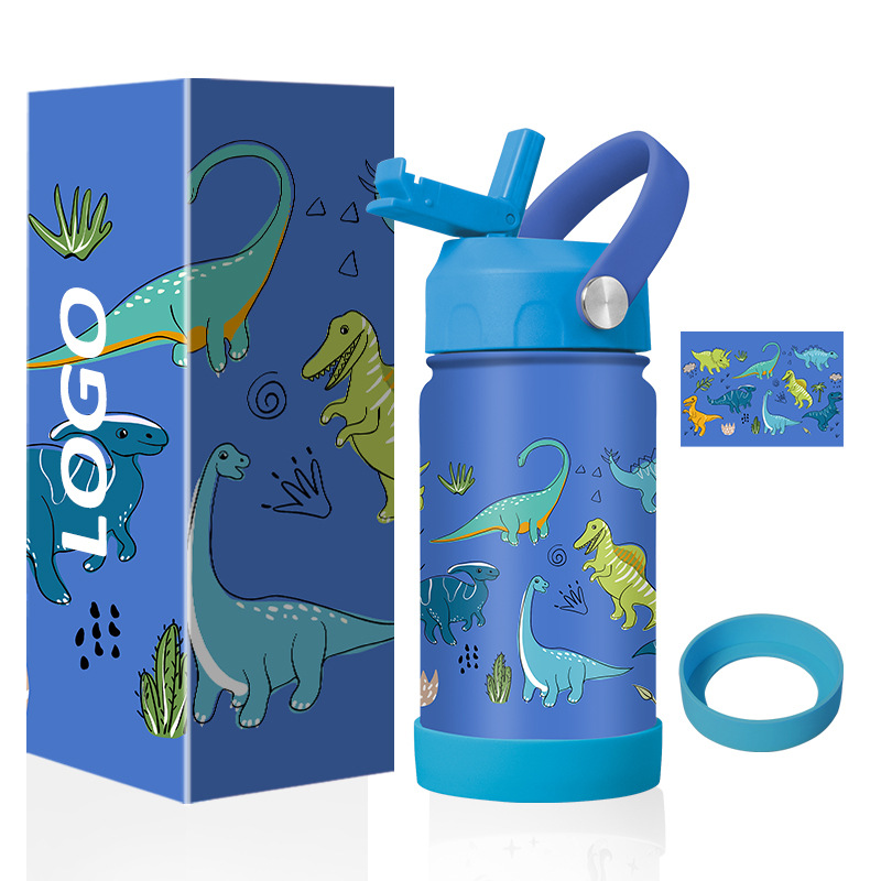 Children's straw water cup, 304 stainless steel straw drinking cup, double-layer direct drinking sealed, best-selling on Amazon full figure