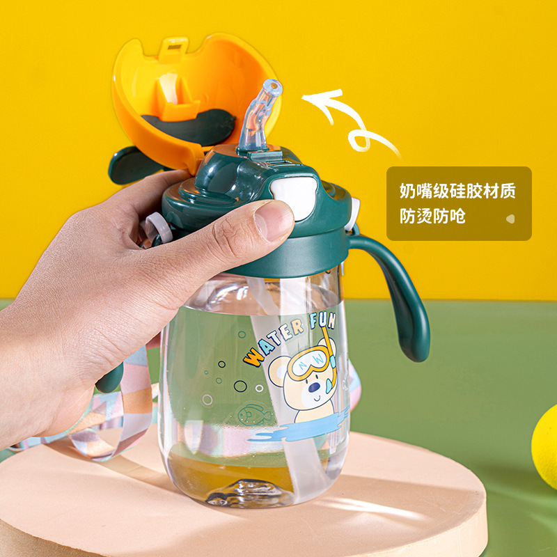 Changnuo Cartoon cute straw Cup Plastic Space Cup for both boys and girls, portable for going out, leak-proof and shock-resistant Specification drawing