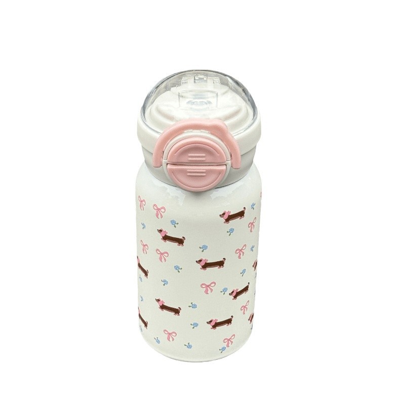 Straws, water cups, insulated cups for girls, 2024 new high appearance level, double-drinking cups, cute for students to go to school, kt cat Item Picture