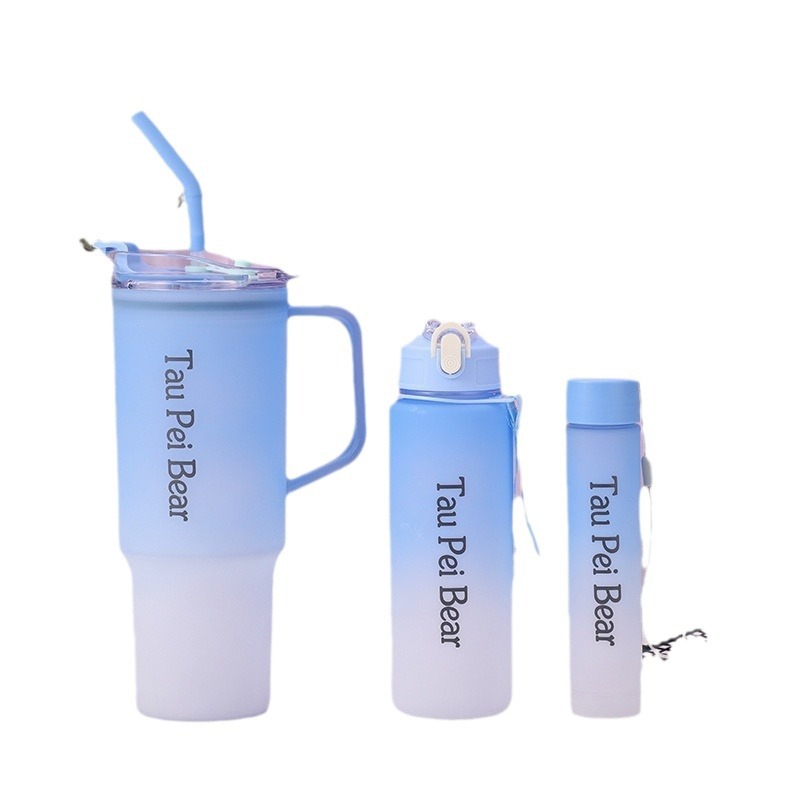 Cross-border bestseller 40OZ car cup gradient ice Cube cup three-piece set, large-capacity plastic cup with straw cup set Item Picture