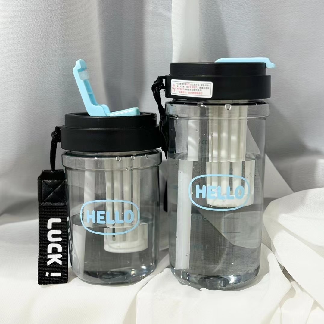 New minimalist straw, high-temperature resistant plastic cup, high appearance level portable double drinking cup for girls, large-capacity cup for summer Application Scenario