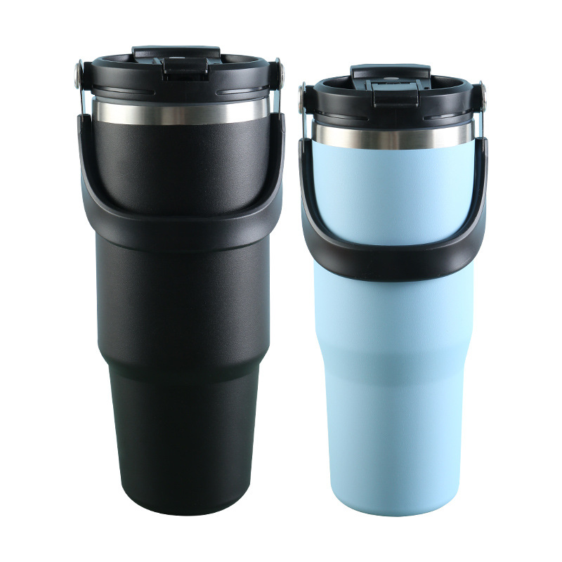 Cross-border 20OZ portable car cup, double-drinking stainless steel insulated cup, 30OZ coffee cup, water cup, cold drink ice cup batch Item Picture