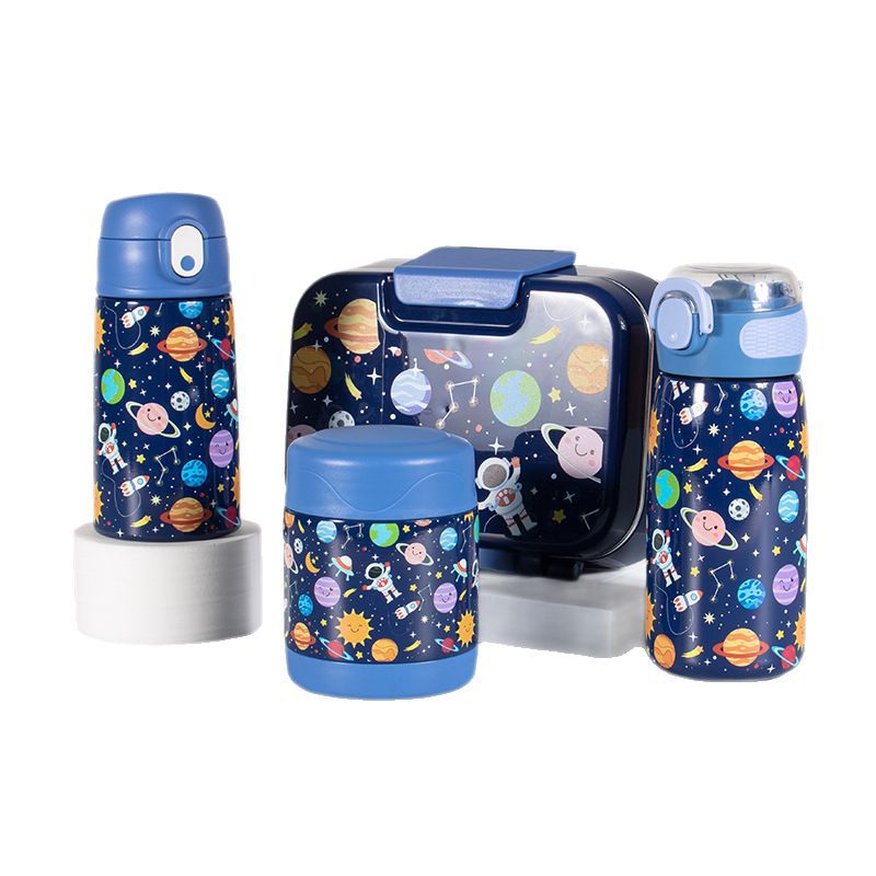 Amazon's best-selling children's straw water cup, 304 stainless steel insulated cup, leak-proof children's water cup, children's set Item Picture