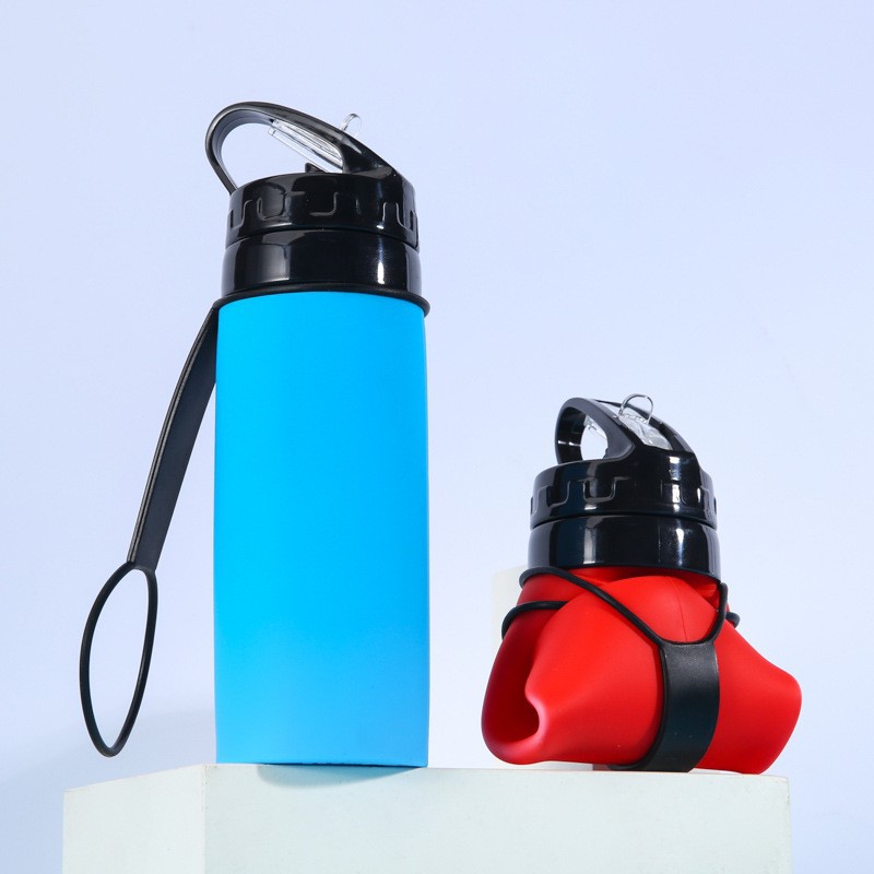 Portable sports water bottle, travel silicone cup, mountain climbing and cycling food-grade silicone foldable water cup, foldable