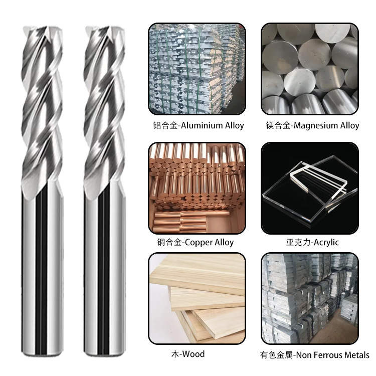 3-edge tungsten steel milling cutters for aluminum do not stick to the tool and have no tool marks. Direct supply from Taiwan CNC numerical control tool manufacturer Specification drawing