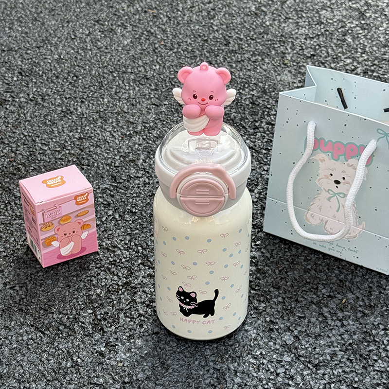 Anime cute cat insulated cup, ins student water cup, 316 fresh cup, portable, high appearance level, small insulated cup full figure