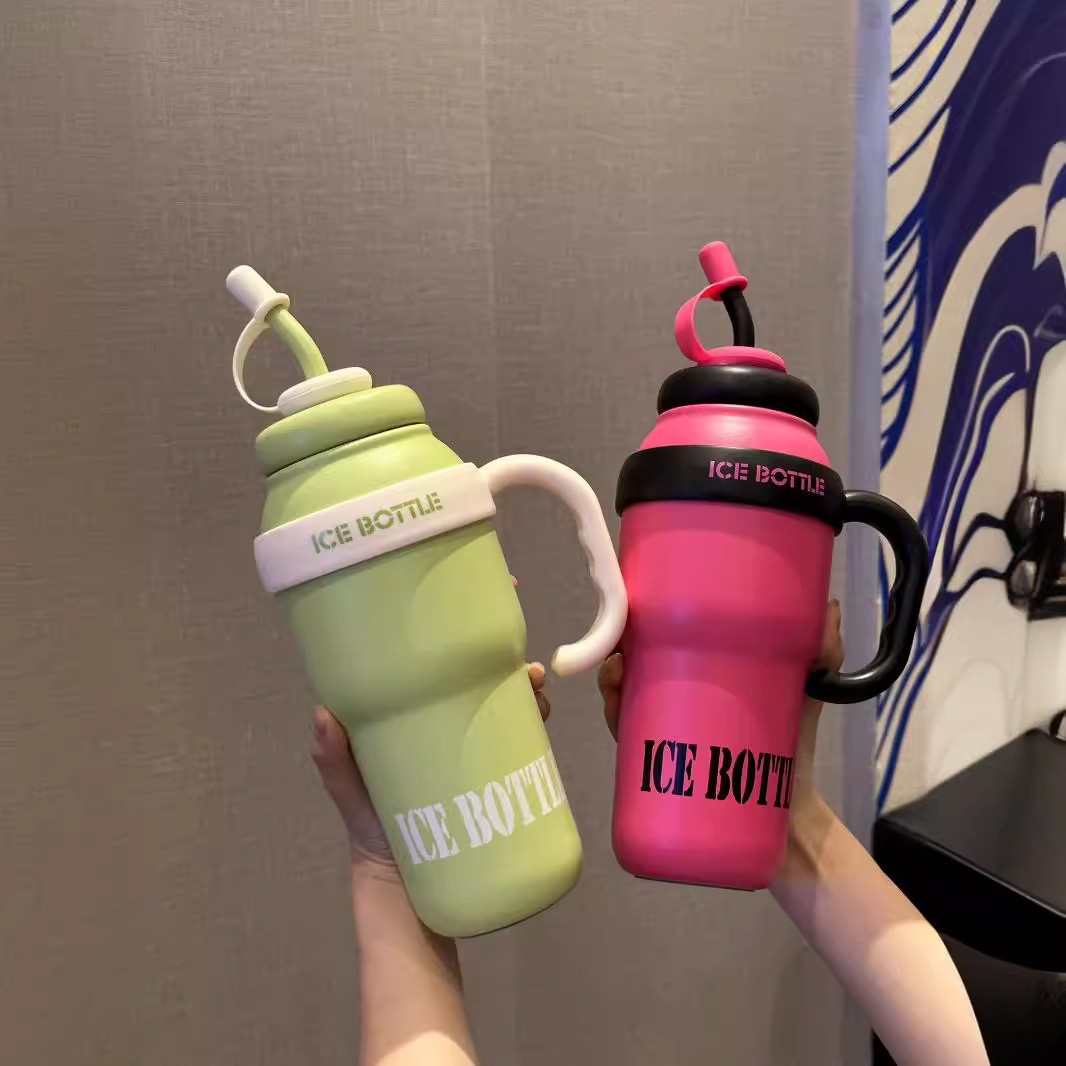 Customized new high-appeartion-level giant insulated cups, milk tea cups, lucky belly cups, cute style straw portable water cups details Picture