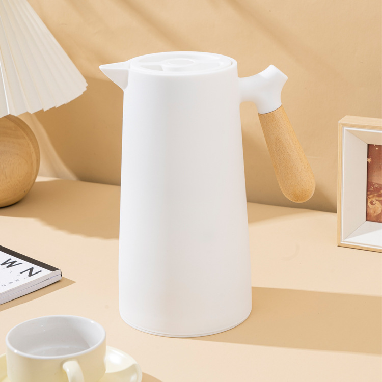 European-style home thermos flask, wooden handle coffee pot, household fashion 1.0L thermos flask, business gift printing and wholesale full figure