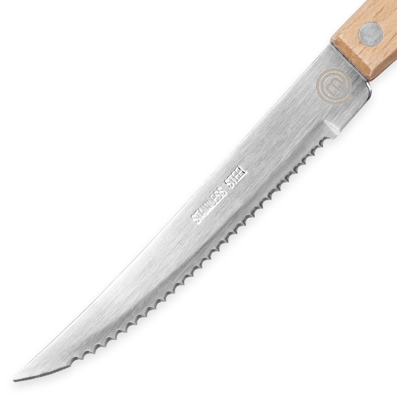 Stainless steel knife, fork and spoon Western tableware, steak knife, fork and soup spoon set, wooden handle tableware four-piece set, cross-border bestseller recommendation Specification drawing