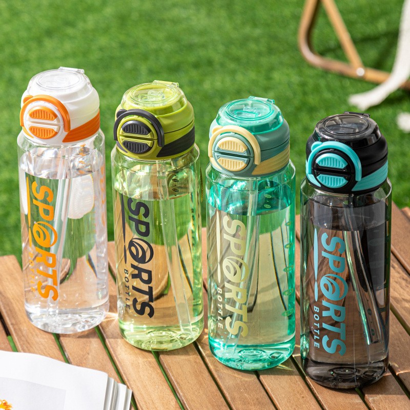 Summer high-appeartion-level plastic cups for men and women, portable outdoor sports couple water cups, double-drinking straw cups, travel cups details Picture