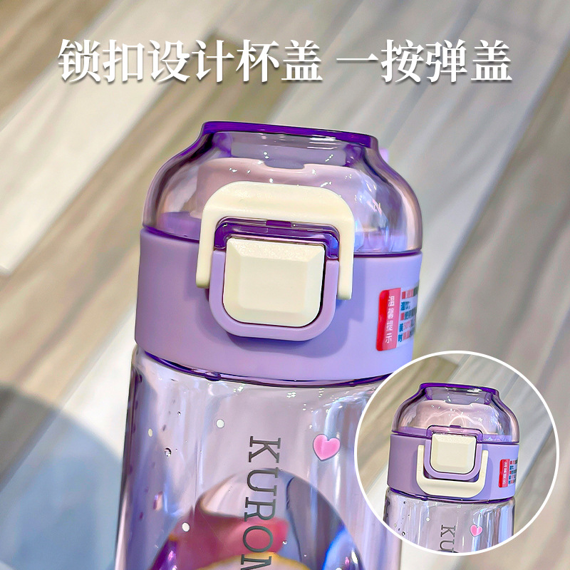Officially authorized Sanrio plastic cup, high appearance level cartoon water cup, convenient handle student cup, pop-up lid direct drinking cup details Picture