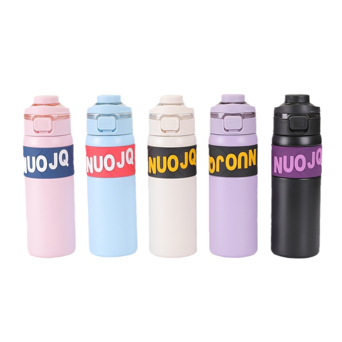 304 stainless steel double-layer vacuum insulated cup, outdoor portable hand-held travel cup, large-capacity double-dispensed bouncing cup Item Picture
