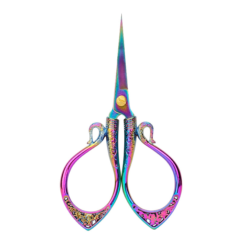 Zinc alloy ruyi small scissors, hand paper-cutting, household stainless steel scissors, thread cutting, color cutting, pointed scissors Item Picture
