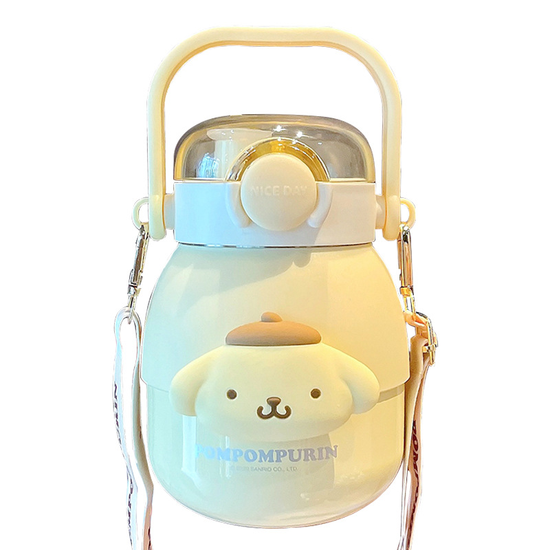 Sanrio large-capacity insulated cup, cute and stylish, high appearance level girls' water cup, large-belted cup, convenient shoulder strap straw cup Item Picture