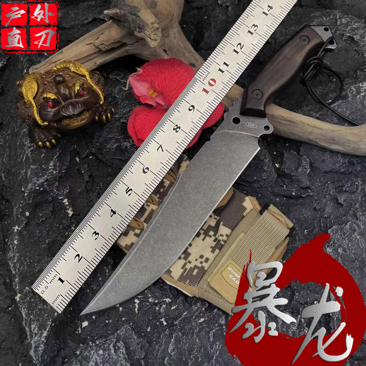 The new D2 Tyrannosaurus rex one-piece keel hand-forged high-hardness outdoor multi-functional straight knife and wilderness camping survival knife full figure