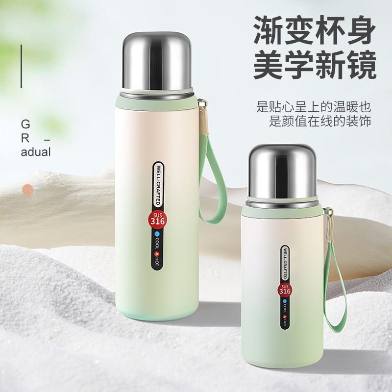 Gradient color Roman hydrogen-oxygen small steel cannon insulated cup, high appearance level, men's and women's portable car cup, simple outdoor tea brewing cup Specification drawing