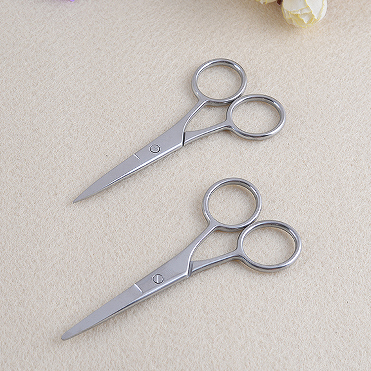 Pointed-mouthed, straight-headed men's beard scissors, beauty scissors, round-headed beard scissors, makeup tools details Picture