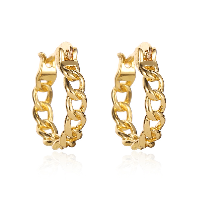 New cross-border earrings: Cold style, simple hollowed-out geometric earrings, short irregular chain stud earrings for women Item Picture