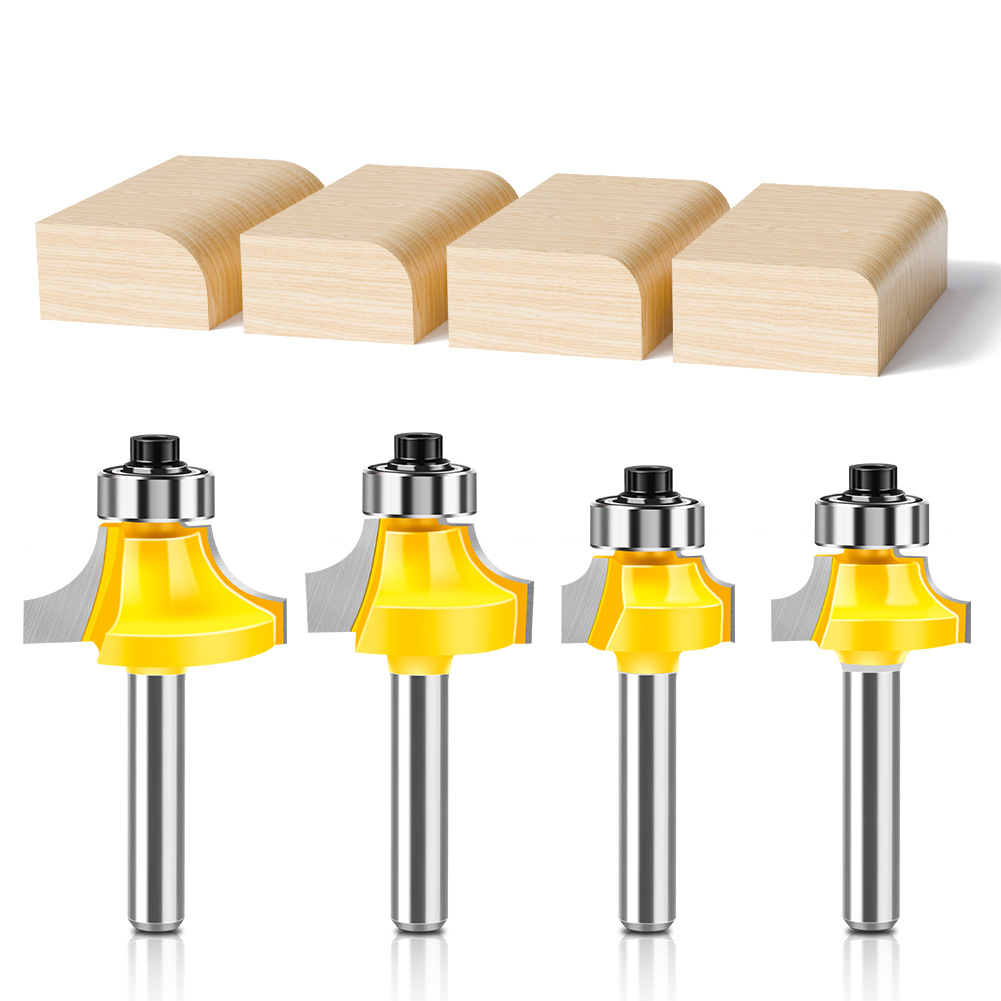 4-piece set of fillet cutters, 6 commonly used fillet cutters, high-end alloy fillet cutters, trimming machine cutter heads, chamfering cutters, R corner cutters Item Picture