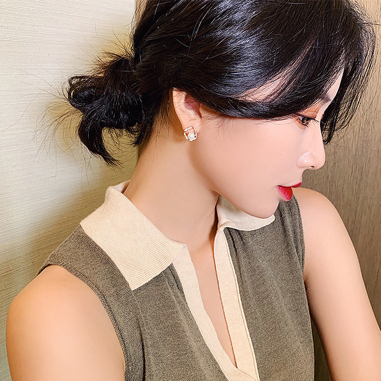 S925 Silver needle simple pearl earrings for women, new trendy Korean style, Internet celebrity ear studs, earrings and ear needles sent by us Specification drawing