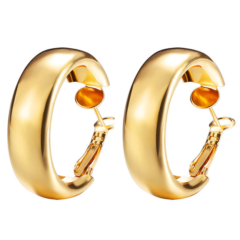 The C-shaped earrings, a popular cross-border bestseller in Europe and America, feature creative metal geometric circles and a trendy style. They are simple and individual earrings Item Picture