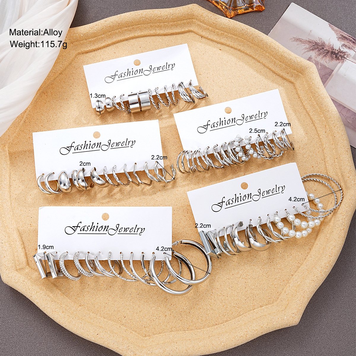 A 30-piece set of new cross-border trend geometric C-shaped alloy earrings from Europe and America, featuring an ins minimalist design for women details Picture