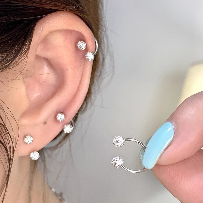 Super Flash ear bone nails, no need to remove them while sleeping. Double-head twist-off horseshoe ring, a niche design for nourishing ears, ear nails and ear rings for women full figure