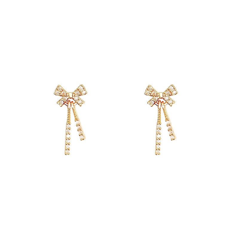 S925 Silver needle Exquisite micro-inlaid zircon bow Earrings, women's ins trendy light Luxury mini stud earrings wholesale Item Picture