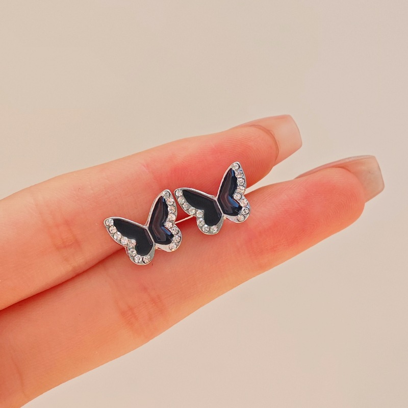 S925 Silver Needle Crystal Butterfly Earrings, a must-have for women, are a versatile, light luxury, and stylish earring accessory collection with a delicate fragrance style details Picture