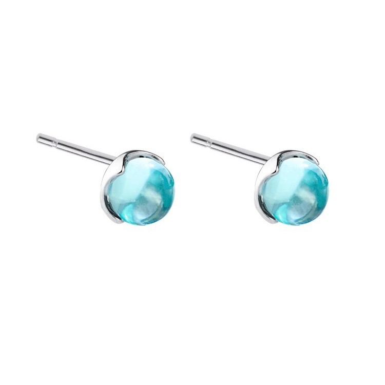 Korean-style lake ice transparent blue stud earrings for women, light luxury, fashionable and high-end style earrings, cold and unique earrings Item Picture
