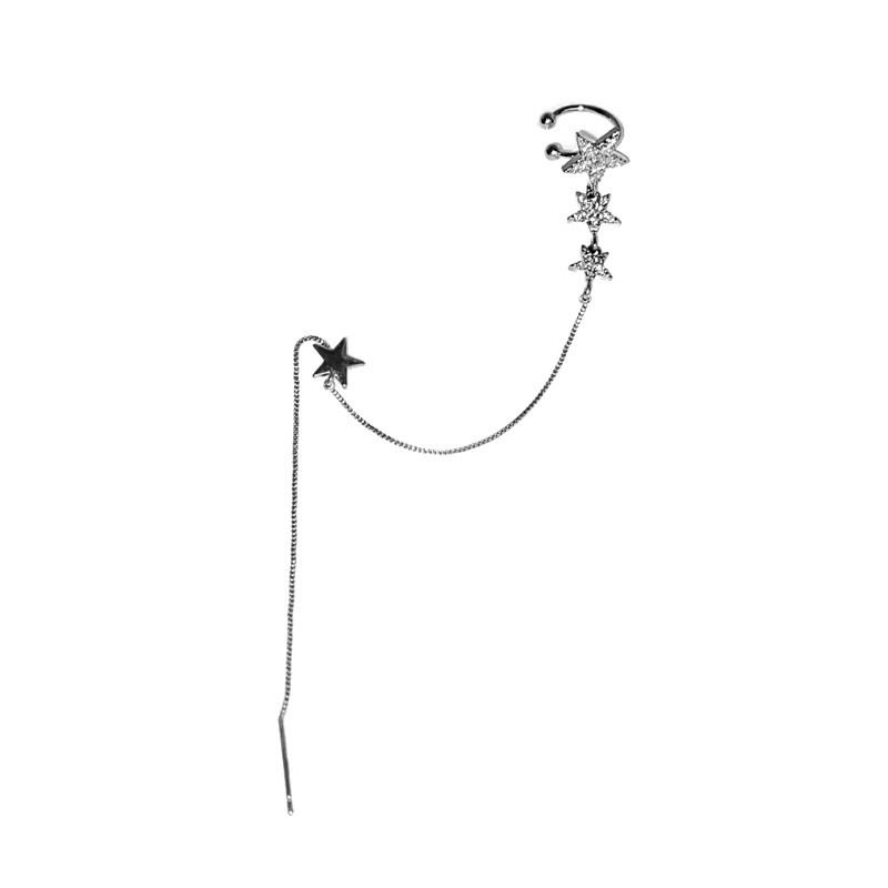 So exquisite! Sparkling diamond star tassel earrings, stud earrings, ear bone clips, one-piece earrings, light luxury and high-end style, elegant earrings for women Item Picture