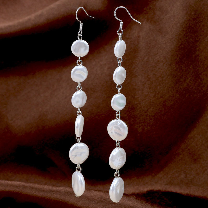 Original design Baroque pearl earrings for women, long style, elegant and retro, grand, round ear line tassels new product details Picture