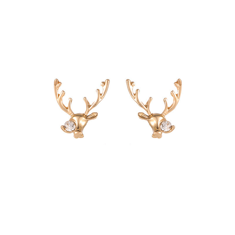 S925 Silver needle earrings, new diamond-encrusted deer antler stud earrings, Korean versatile, exquisite and niche Christmas creative earrings Item Picture