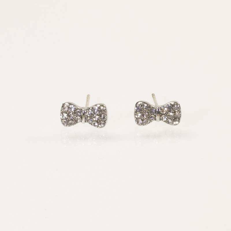 Dongdaemun 925 silver needle exquisite bow earrings, full diamond tassel earrings, elegant and fashionable rhinestone stud earrings details Picture