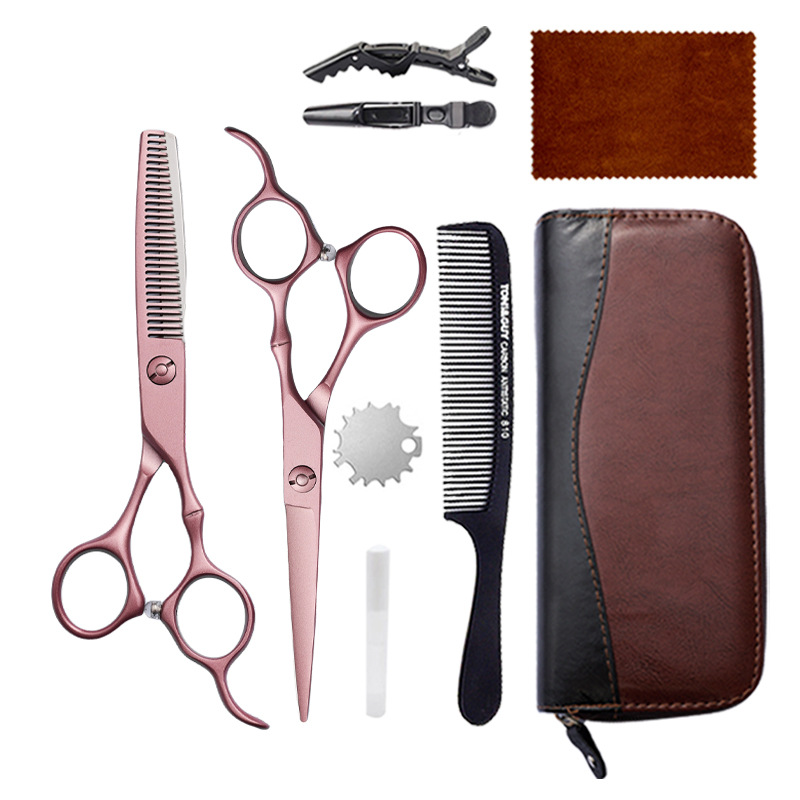 Hairdressing scissors set: 6-inch 9CR stainless steel flat teeth scissors, thin bangs cutting tools, hairdressing scissors undefined