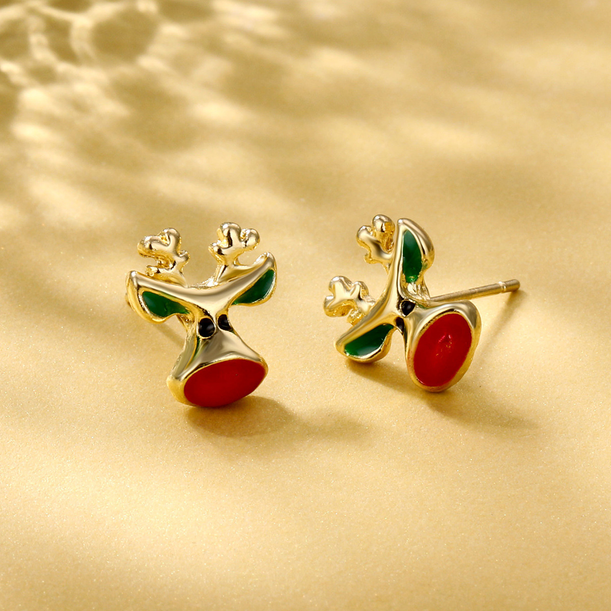 S925 Silver Needle cross-border earrings from Europe and America, ins Christmas oil Drip, reindeer Christmas tree stud, cross-border best-selling accessories Item Picture