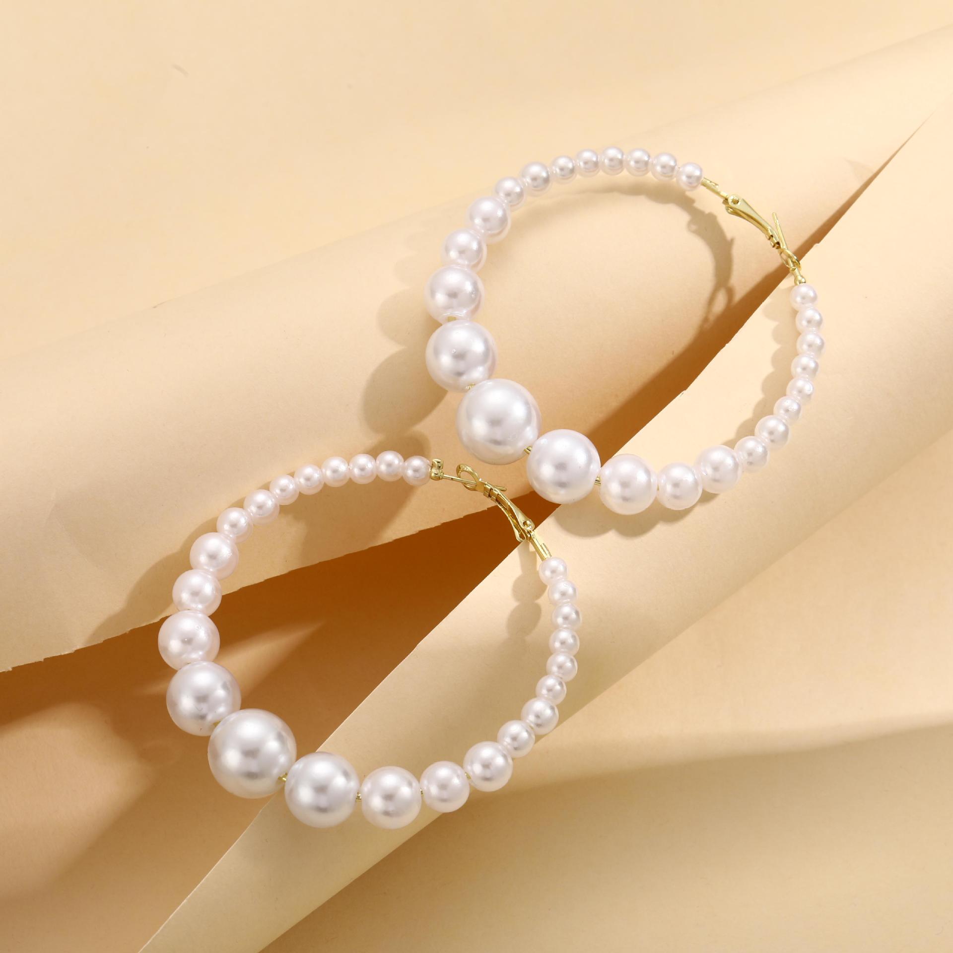 New cross-border artificial pearl round ear rings from Europe and America, exaggerated, individual, high-end, irregular and retro earrings Application Scenario