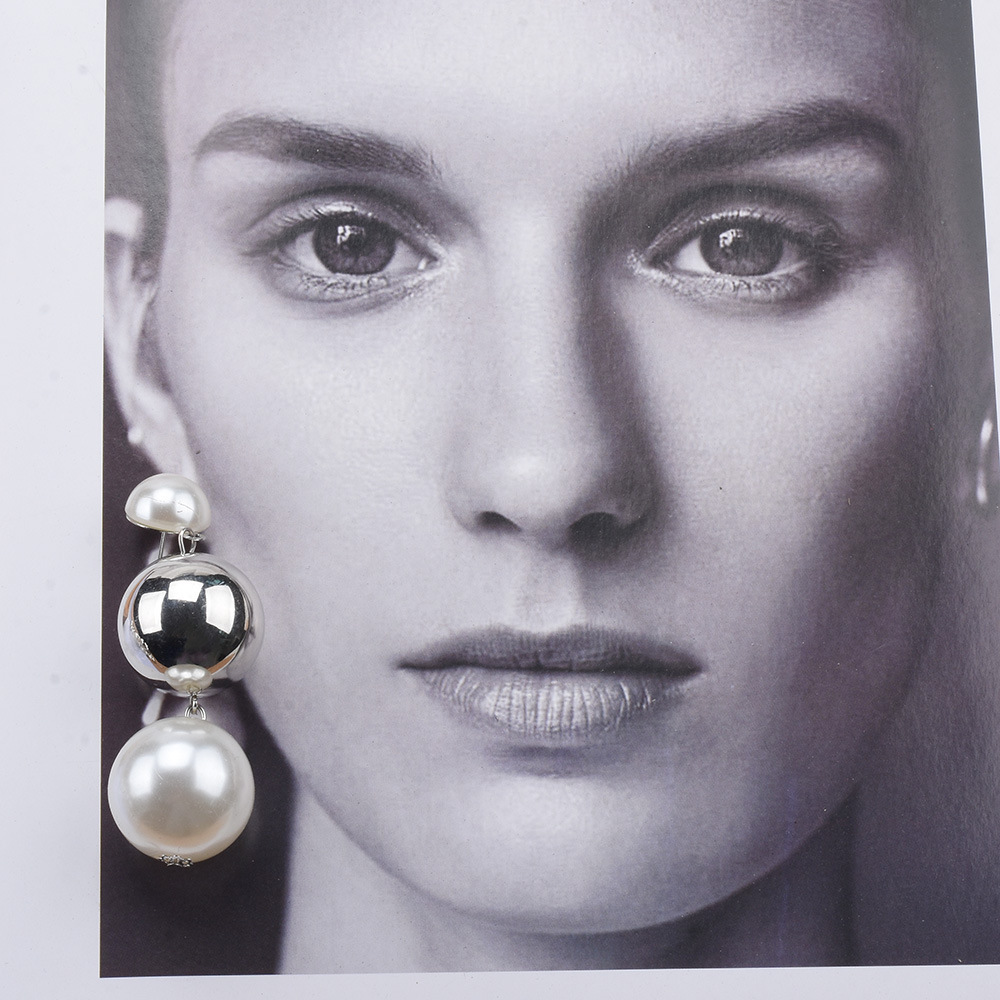 Summer new imitation pearl earrings, European and American earrings, women's fashion, Instagram influencer multi-layer CCB round bead earrings wholesale Application Scenario