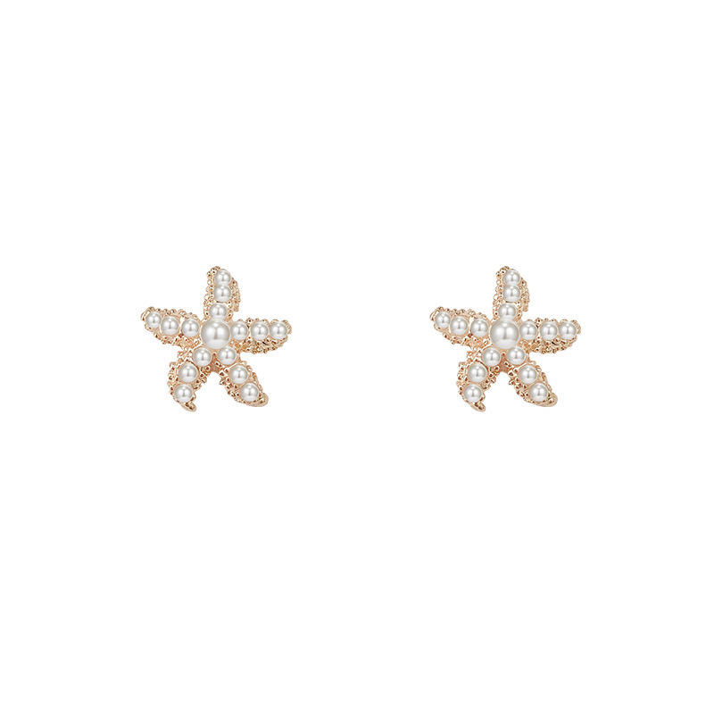925 Silver Needle, Korean Dongdaemun Super Fairy Starfish Short Stud Earrings, fashionable, simple and individual Douyin earrings and earrings Item Picture