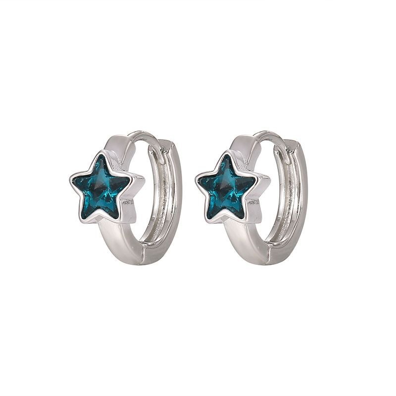ins Blue star Stud earrings for Women 2025 New Style Stylish ring Earrings Sweet and cool Spice Girl fashionable earrings with a sense of high-end Item Picture