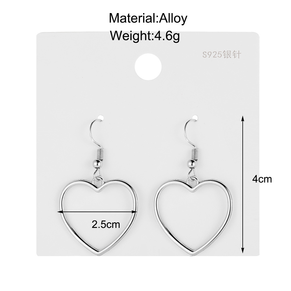 New cross-border simple heart-shaped earrings, European and American ins earrings, high-end niche hollowed-out geometric sweet heart-shaped earrings details Picture
