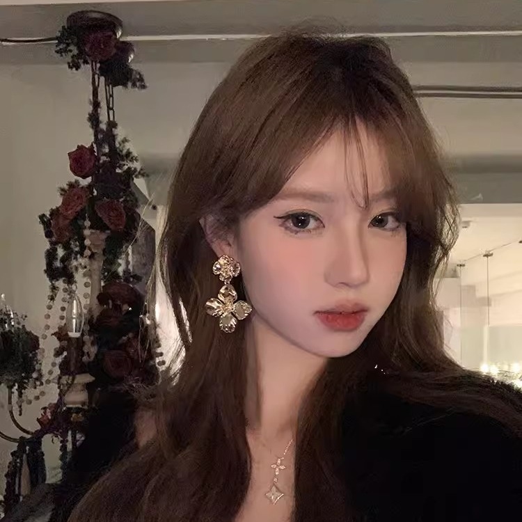 High-end metallic cold style exaggerated and grand earrings, retro design for women, elegant and star-style earrings and accessories full figure