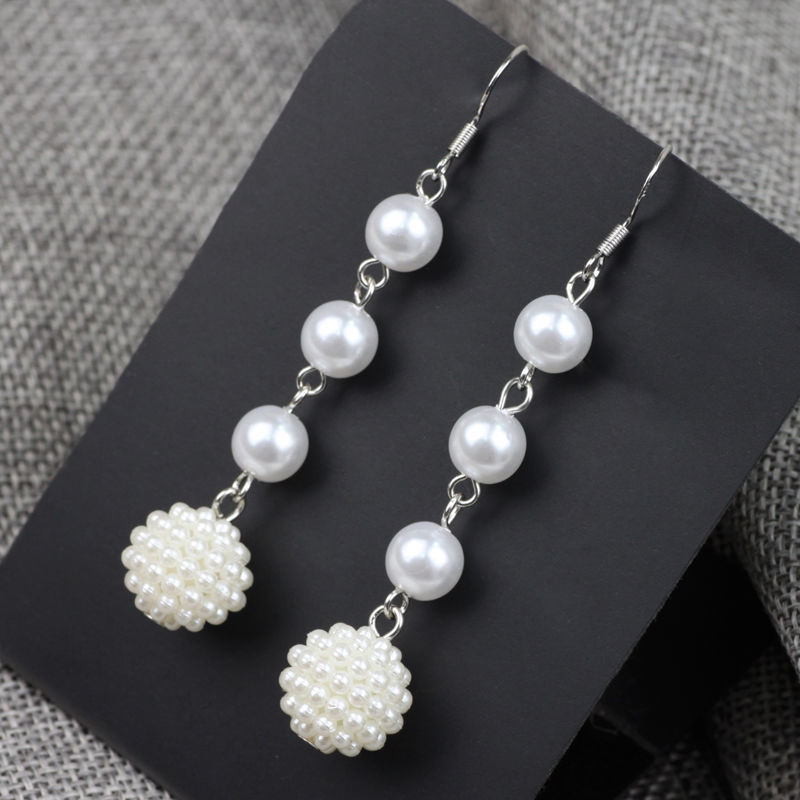 S925 Silver Ear Hook Starry Sky Pearl Pendant Earrings, a long and elegant Korean earring, a popular and versatile stud Specification drawing