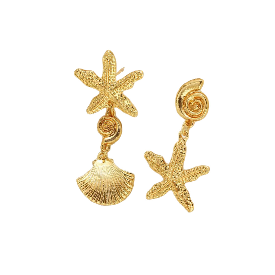 European and American cross-border jewelry, ocean style, exaggerated star stud earrings, personalized vacation beach starfish metal earrings Item Picture
